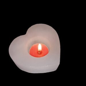 Selenite Heart Candle Holder