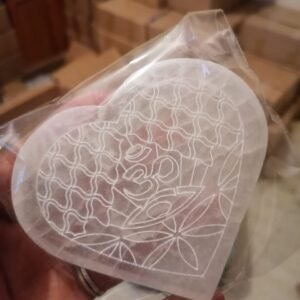 Heart Selenite plate engraved 1