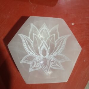 hexagonal Selenite plate engraved 1