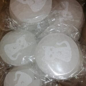 Round Selenite plate engraved 6