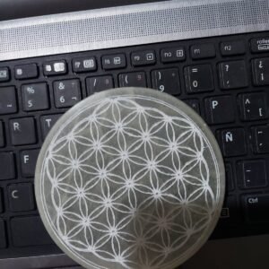 Round Selenite plate engraved 4