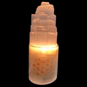 Selenite Lamp engraved 3