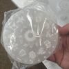 Wholesale round white selenite crystal plate engraved with astrological zodiac signs